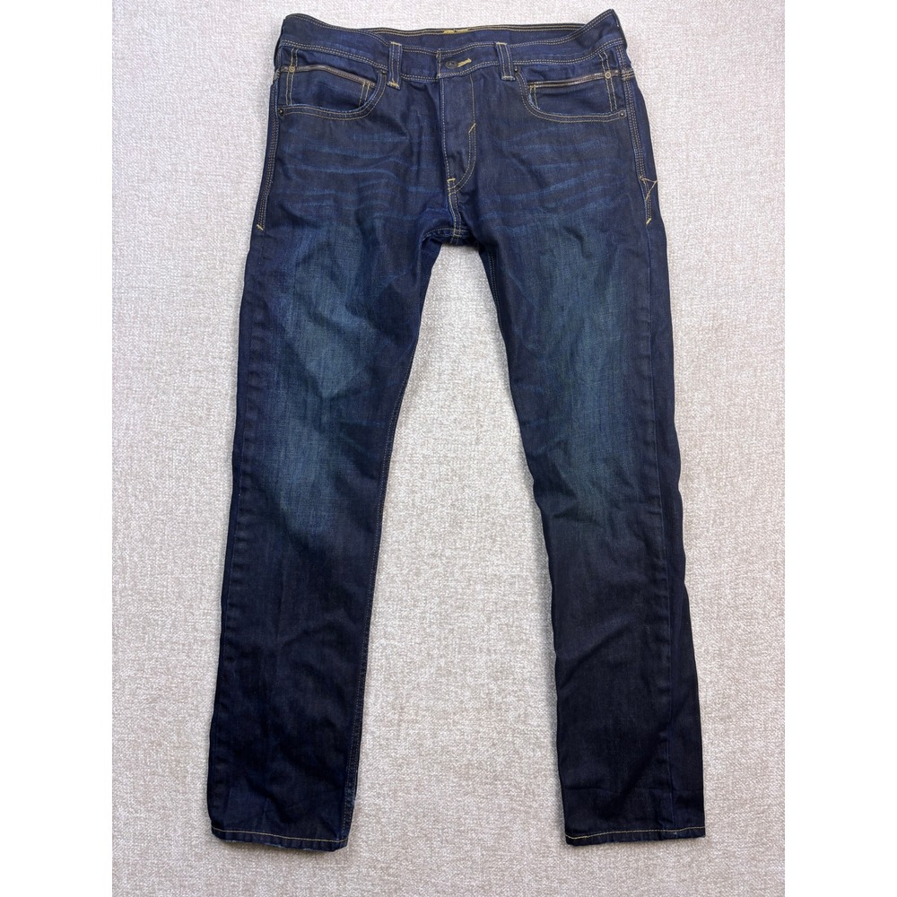 Levis 591 Low Skinny Jeans Mens 33x32 Dark Wash Indigo Blue Zipper Back Pockets